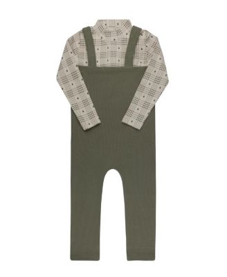 Unisex Cotton Floral Plaid Collection Bodysuit + Overalls - Baby, Little Kid