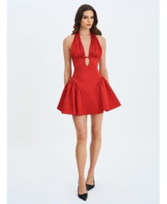  Peyton Plunging Halter Keyhole Mini Dress