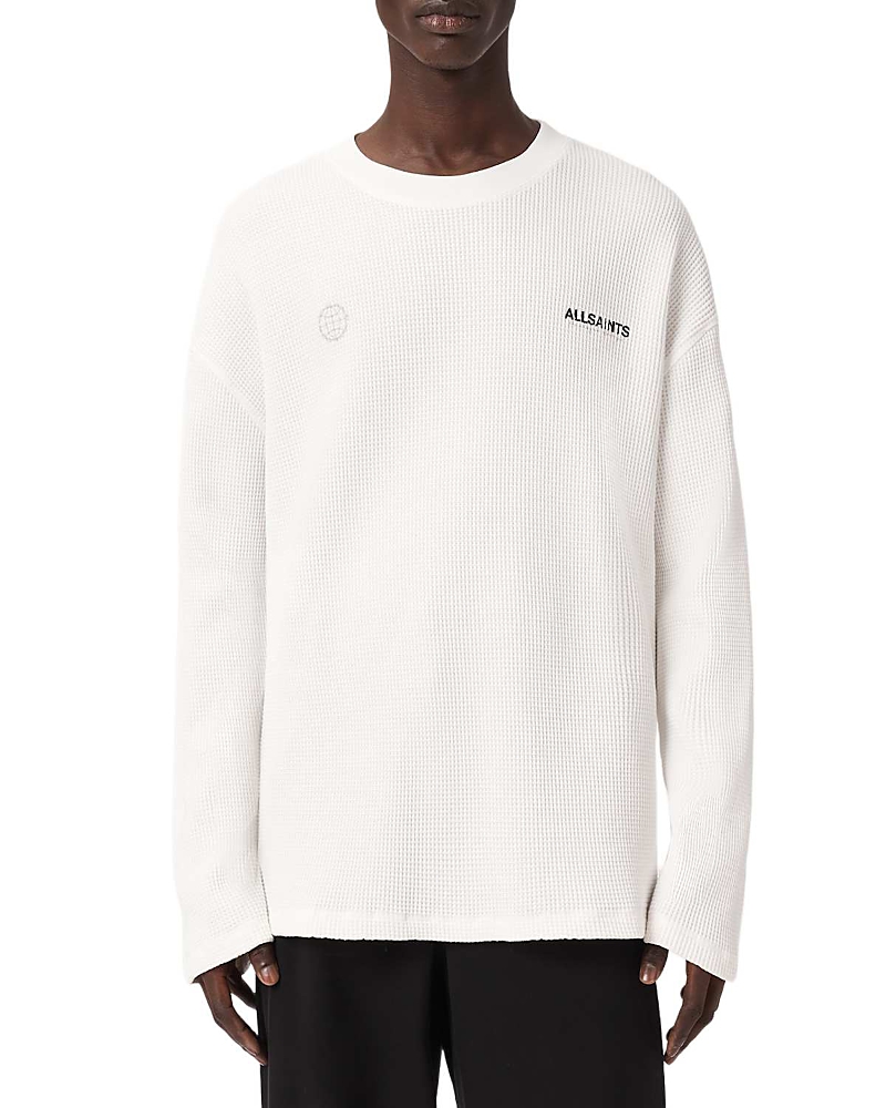 Allsaints Emblem Crewneck Logo Shirt In White