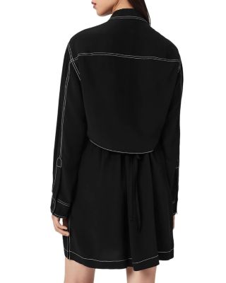 allsaints shirt dress ALLSAINTS Women's Tala Shirt Mini Dress, Black, Size 4