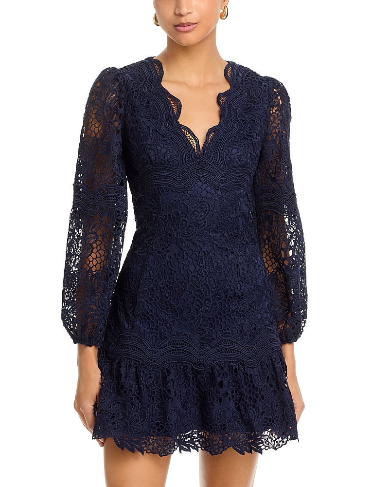 Aqua Scallop Lace Mini Dress -Exclusive