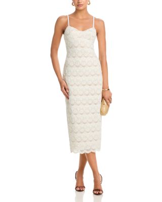 Scallop Stretch Lace Midi Dress - Exclusive 