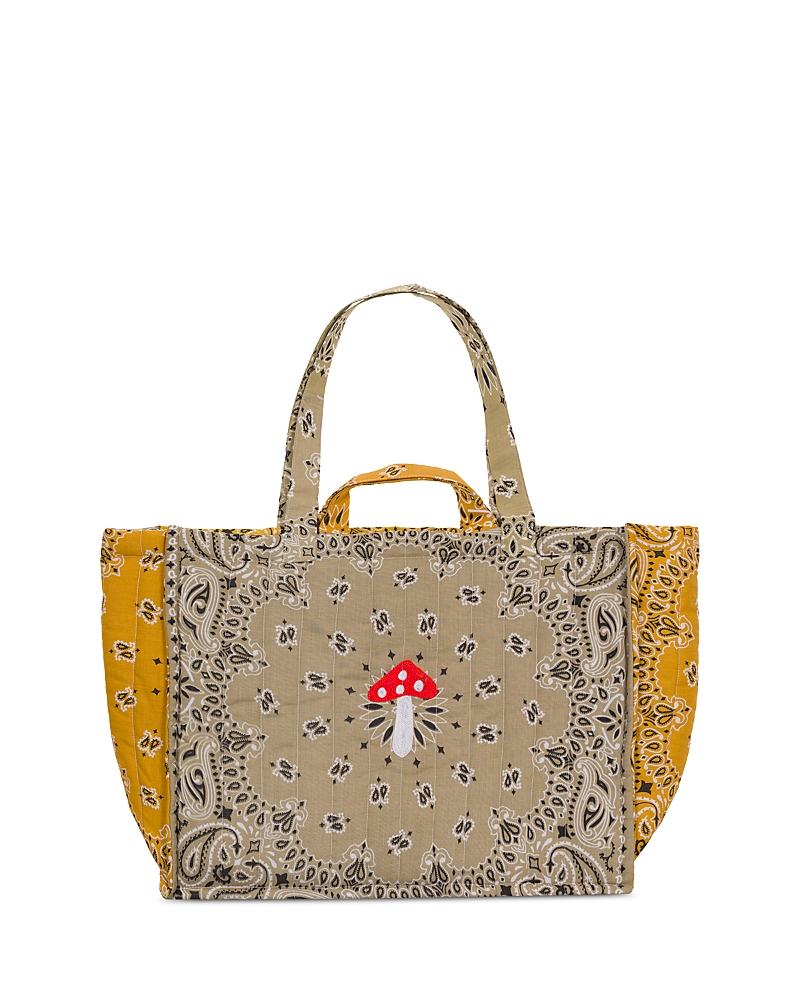 Call it By Your Name Maxi Cabas Matelasse Large Embroidered Mushroom Paisley Cotton Shoulder Bag