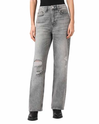 Brooklyn High Rise Straight Leg Jeans in Destroy Grey