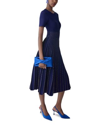 Bead Embroidered Short Sleeve Dress