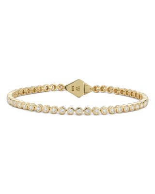18K Yellow Gold Diamond Classic Bezel Set Bracelet