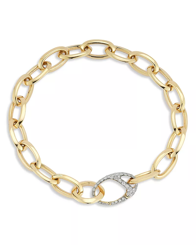 Walters Faith 18K Yellow Gold Diamond Garnett Oval Chain Link Bracelet