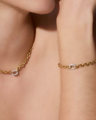 18K Yellow Gold Diamond Morrell Graduated Link Chain Bracelet