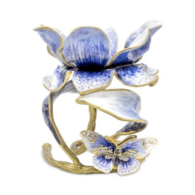 Aimee Floral 7" Pillar Candle Holder, Blue