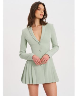 Delia Long Sleeve Blazer Dress with Pleated Detail