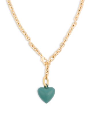 Mini Puffy Enamel Heart Necklace, 18"