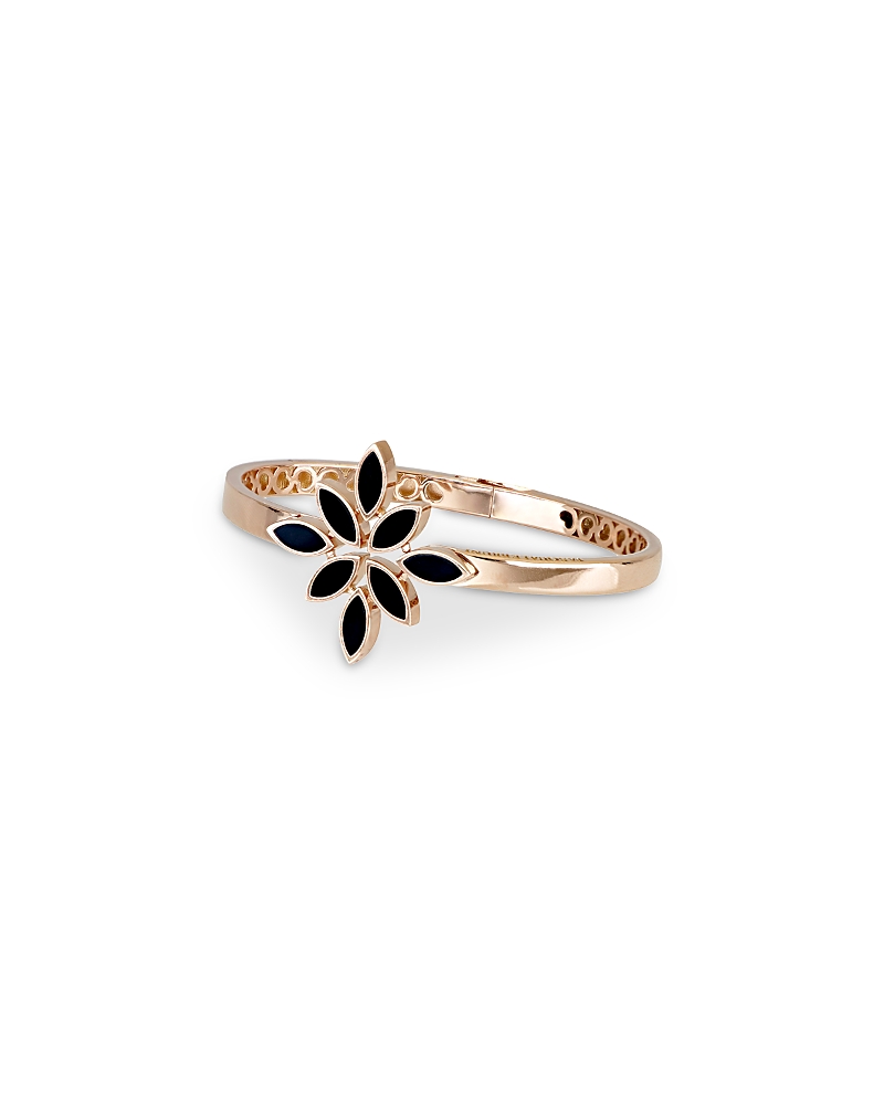 Pasquale Bruni 18K Rose Gold Ghirlanda Onyx Flower Bangle Bracelet