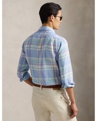 Classic Fit Plaid Slub Linen Shirt