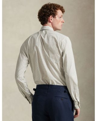 Cotton Stretch Poplin Gingham Check Classic Fit Button Down Shirt