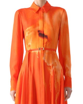 Watercolor Floral Silk Shirt Dress