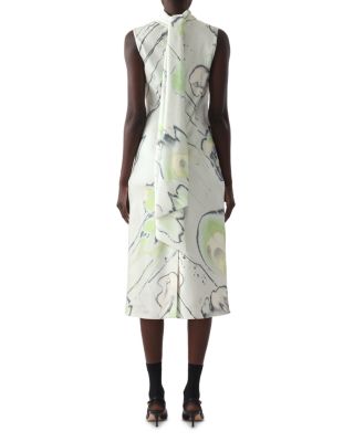 Watercolor Floral Bias Midi Dress