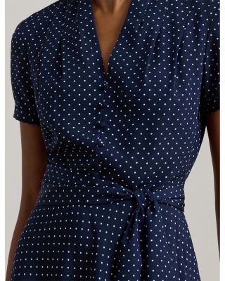 Polka Dot Belted Crepe Dress