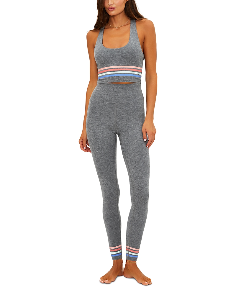 Beach Riot Piper Striped Hem Leggings In Gray