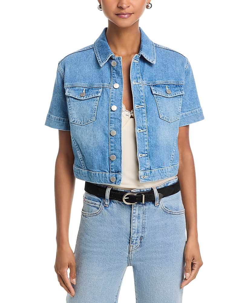 L'Agence Kirstie Short Sleeve Crop Denim Jacket