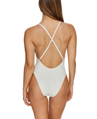  Mermaid Island Textured Deep Plunge One Piece
