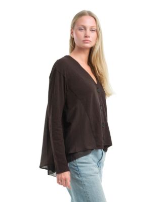  Button Front Mixed Cardigan