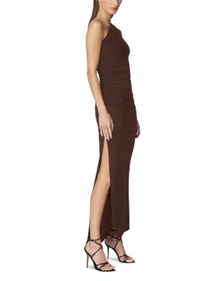 One Shoulder Ruched Jersey Midi Dress