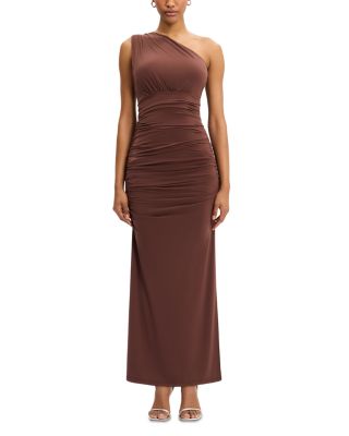 One Shoulder Ruched Jersey Midi Dress