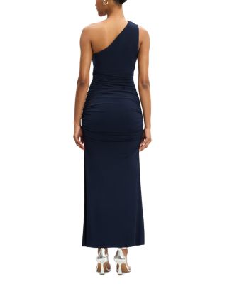 One Shoulder Ruched Jersey Midi Dress