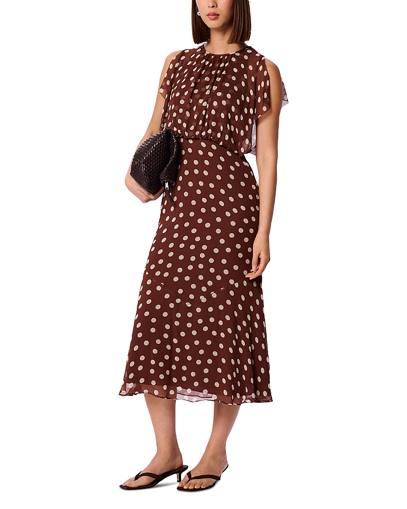 Whistles Polka Dot Print Midi Dress