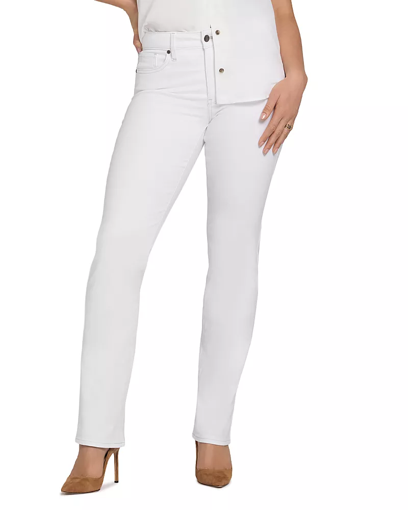 Nydj Marilyn High Rise Straight Jeans in Optic White