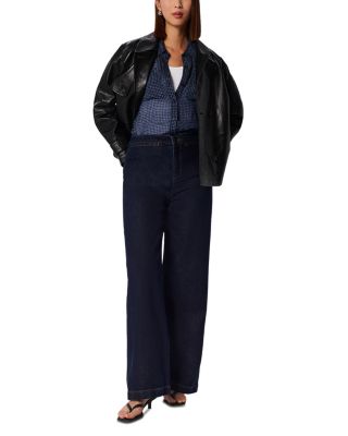 Whistles Grid Print Sheer Shirt