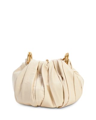 Pliss&eacute; Chain Shoulder Bag in Pleated Leather
