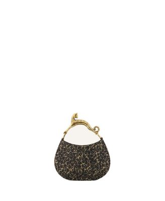  Hobo Cat Small Raffia Bag with a Leopard Print and Cat Handle