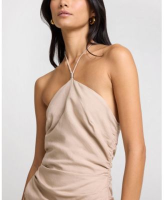 Air Linen Ruched Halter Dress