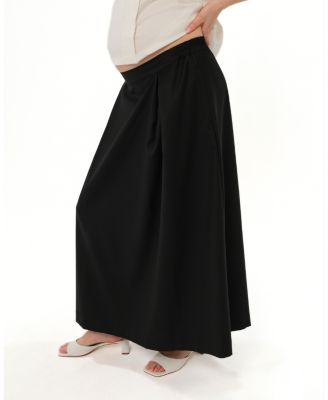 Women's Over-Under Bump Pleated Tencel Maternity Maxi Skirt