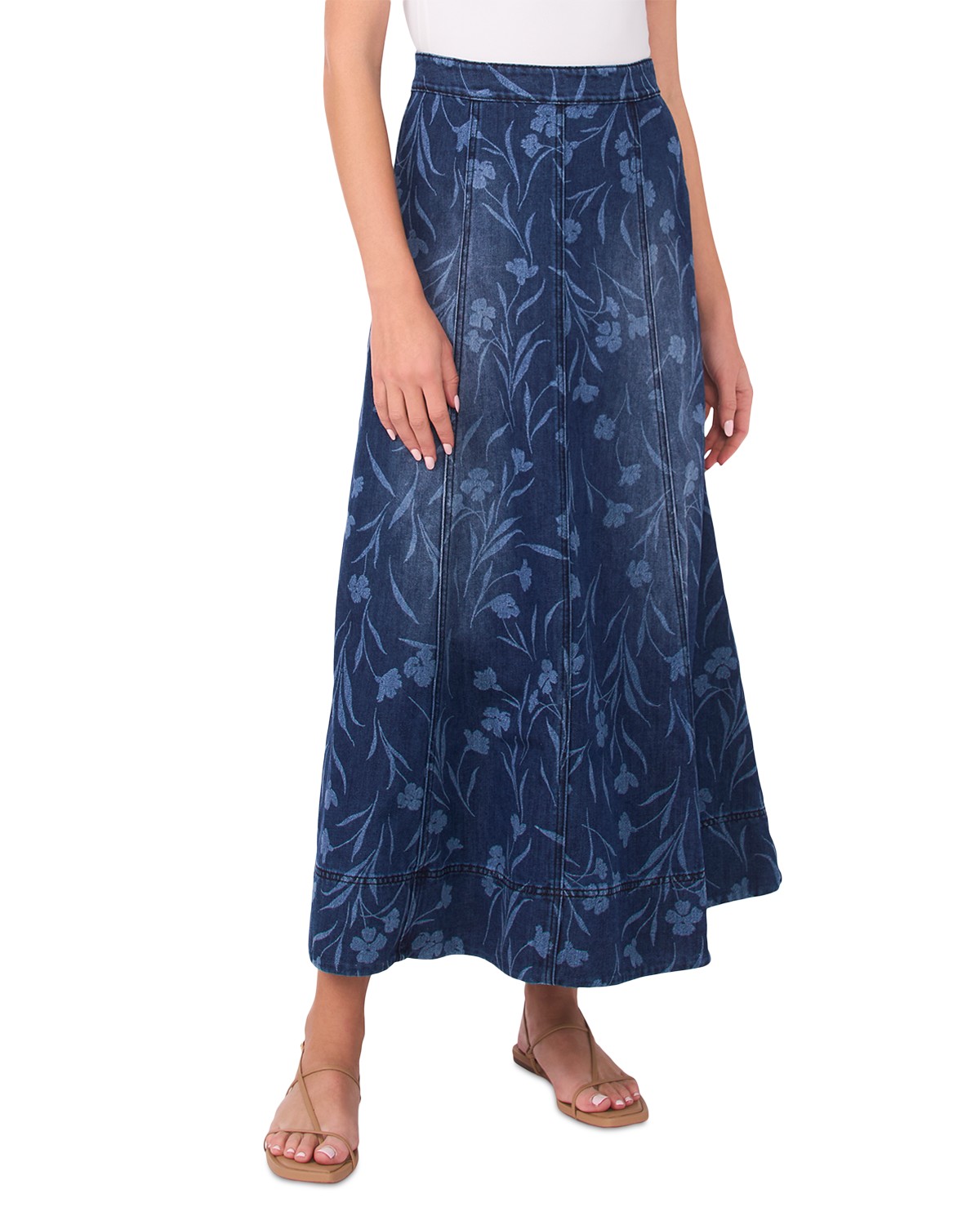 Seamed Denim Maxi Skirt