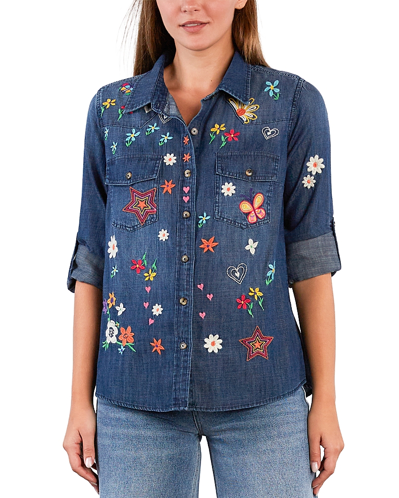 Billy T Sketchbook Embroidered Denim Shirt