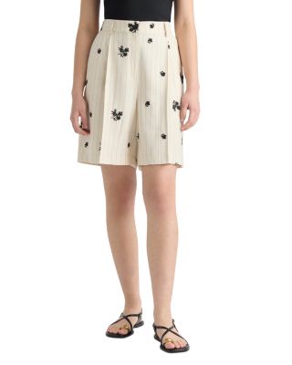 Embroidered Stripe Bermuda Shorts