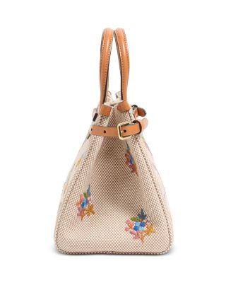 Small Floral VLogo Embroidered Canvas Tote Bag