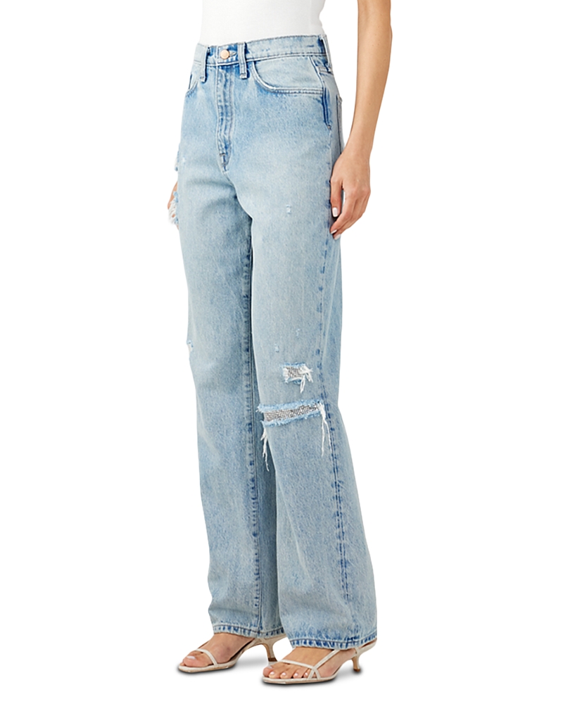 Triarchy Primrose High Rise Relaxed Jeans in Metallic Moonwashed Indigo