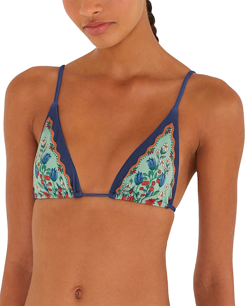 Farm Rio Fruit Beauty Faded Green Triangle Bikini Top