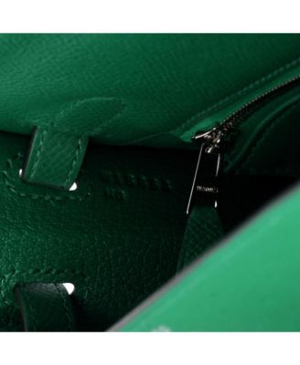 Kelly 25 Handbag Green Epsom with Palladium Hardware