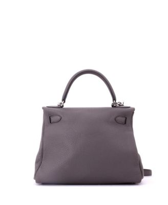 Kelly 28 Handbag Grey Clemence with Palladium Hardware