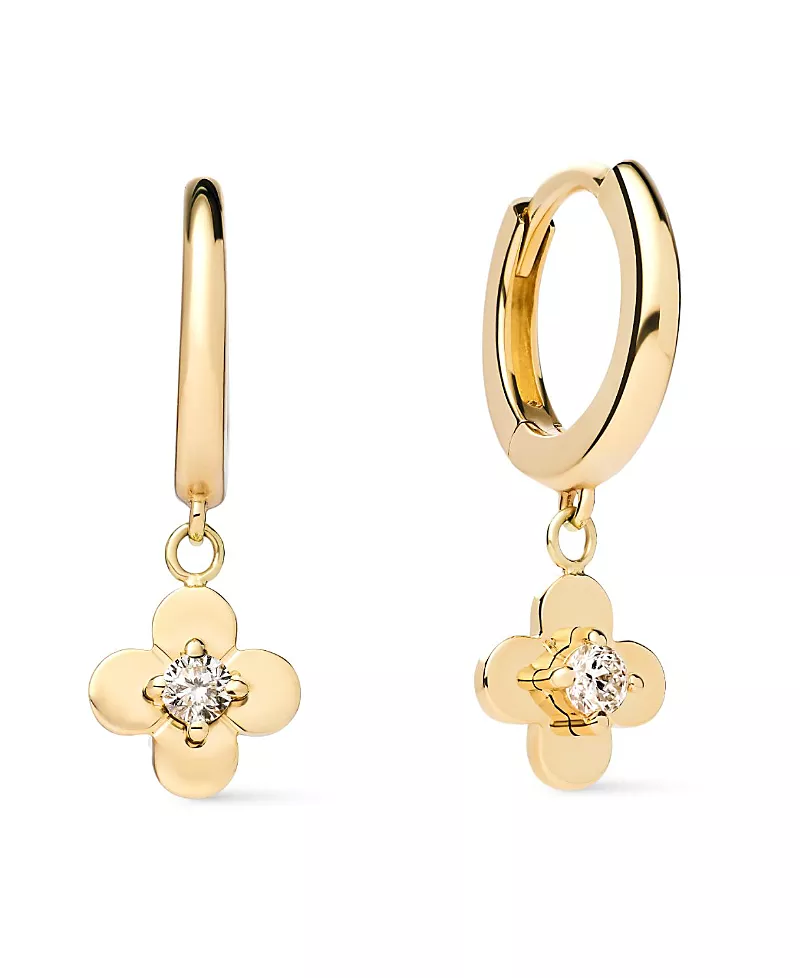 Ana Luisa Solid Yellow Gold Mini Flower Drop Earrings