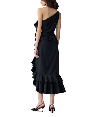 One Shoulder Ruched Midi Dress