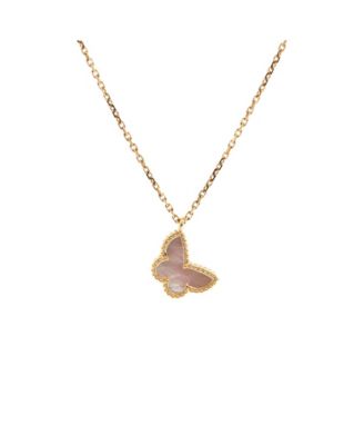  Sweet Alhambra Butterfly Pendant Necklace 18K Gold and Mother of Pearl, 15.75"