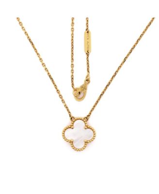  Vintage Alhambra Pendant Necklace 18K Gold and Mother of Pearl, 16.25"