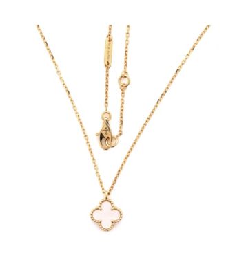  Sweet Alhambra Pendant Necklace 18K Gold and Mother of Pearl, 15.75"