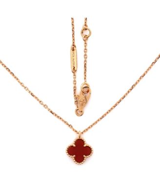  Sweet Alhambra Pendant Necklace 18K Rose Gold and Carnelian, 17.75"