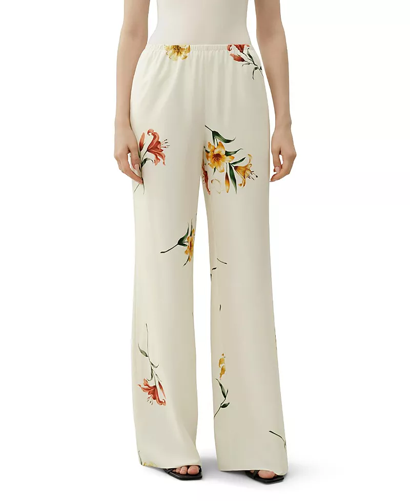 Lilysilk Lily Print Silk Pull-On Pant